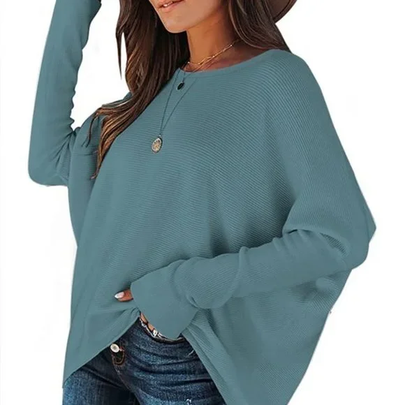 Sweaters Womens Off Shoulder Long Batwing Sleeve Oversized